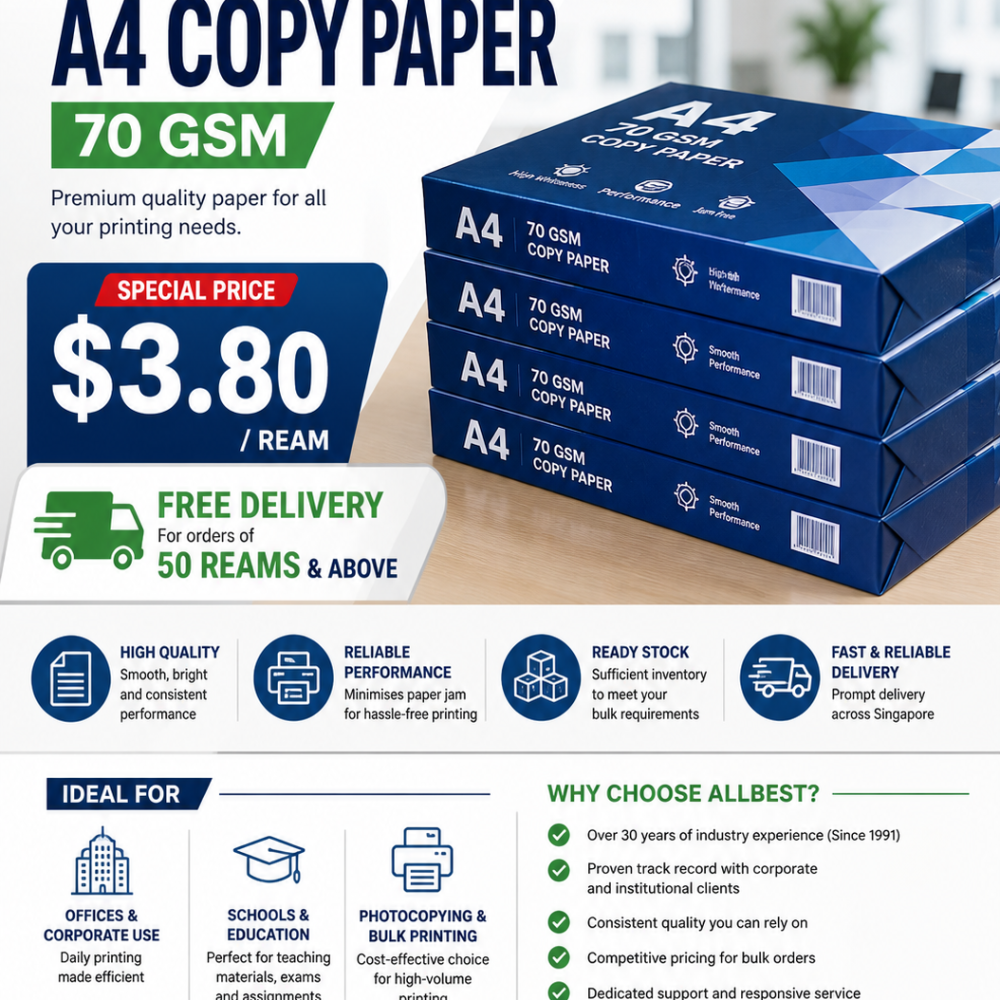 A4 70 GSM paper supplier Singapore